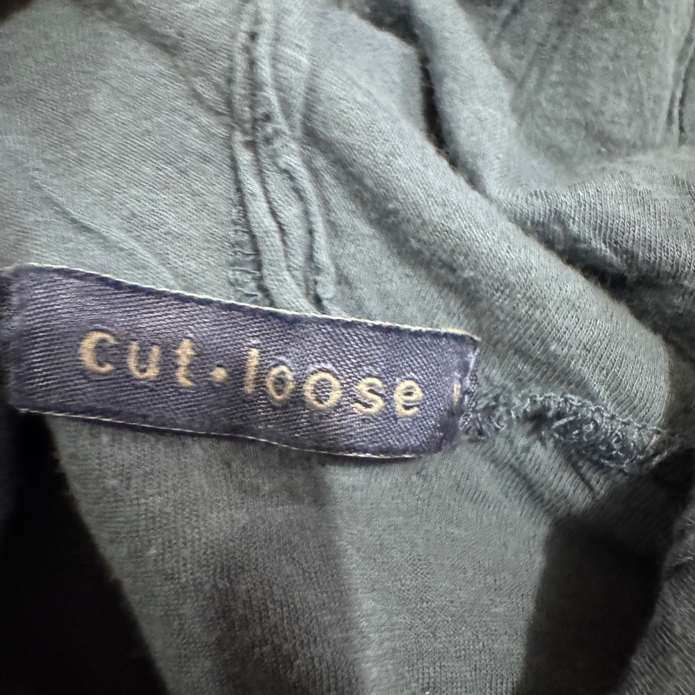 Cut Loose Blue Supima Cotton Crinkle Cowl Neck Tunic Top Small Made in USA - Picture 3 of 6